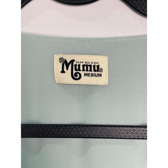 Show Me Your Mumu Adelaide Dress Light Blue Long Sleeve Mini Dress Womens Medium - Picture 3 of 7